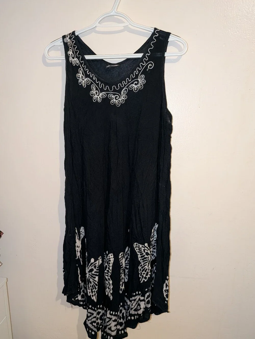 Shoreline Wear Black Coverup with White Embroidery